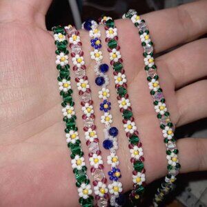 ✨ NWT Handmade Crystal Daisy Chain Bracelet • Stainless Steel ✨ Pick Any 3 ✨